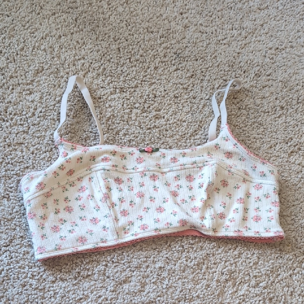 Colsie Juniors White and Pink Floral Bra